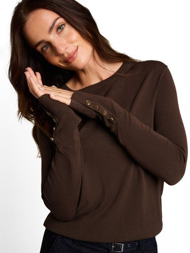 KNIT CREWNECK WITH BUTTON DETAIL