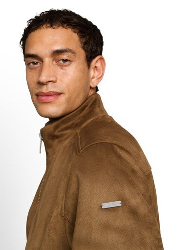 STAND-UP FAUX SUEDE LEATHER BLOUSON