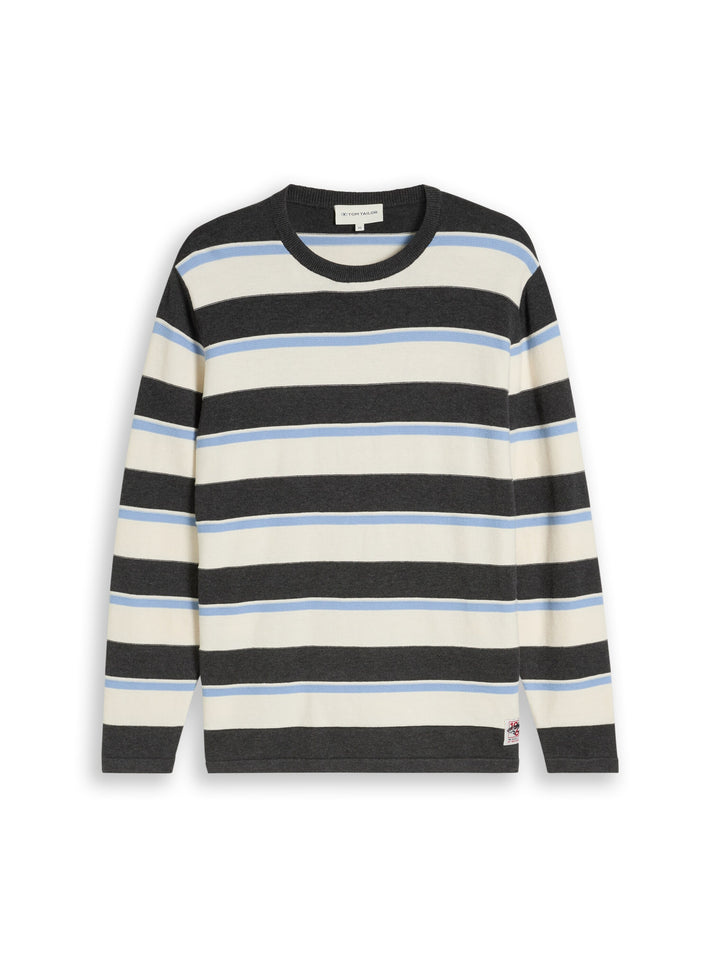STRIPED CREW NECK KNIT