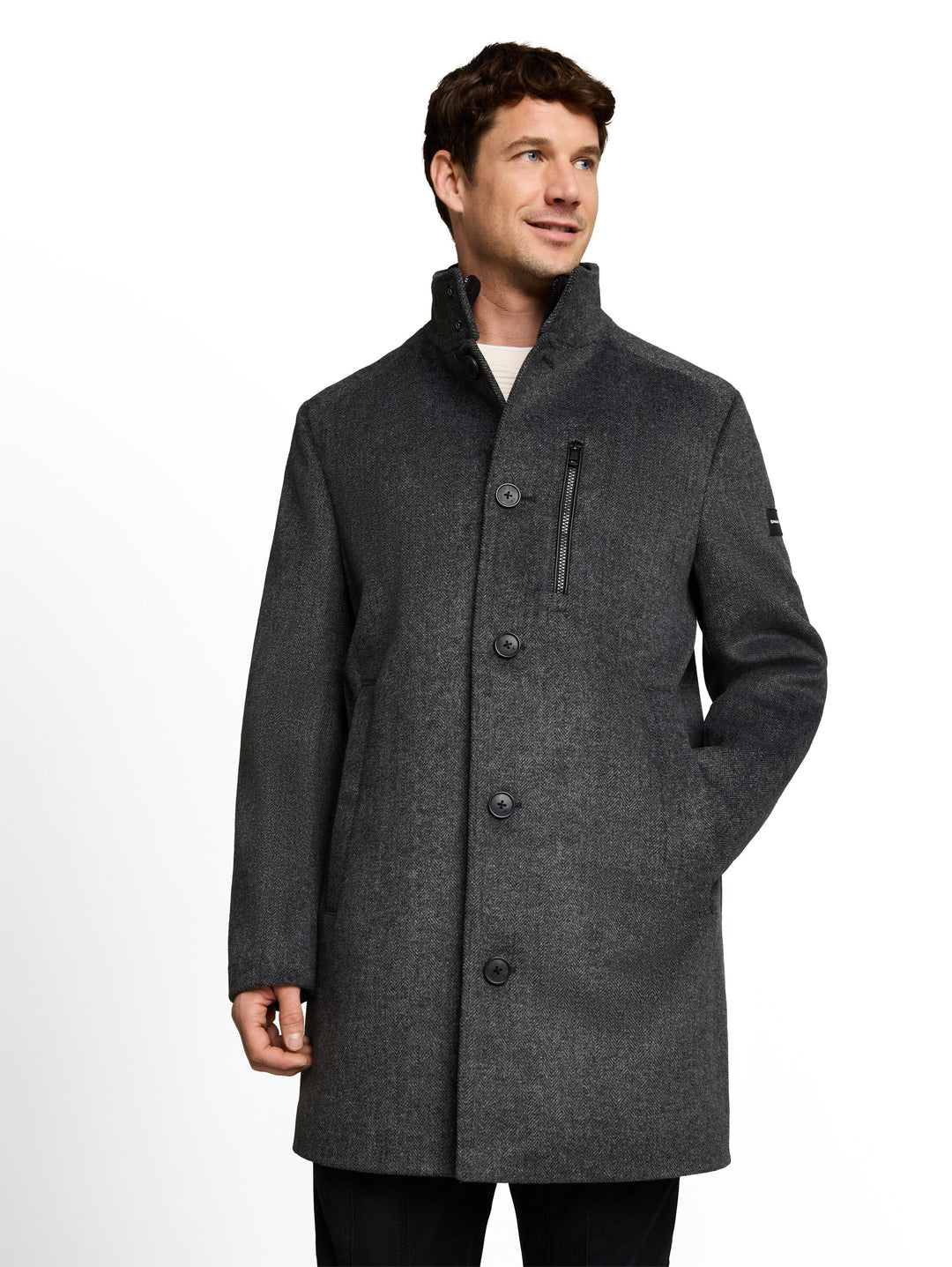 WOOL COAT WITH STAND-UP INSERT