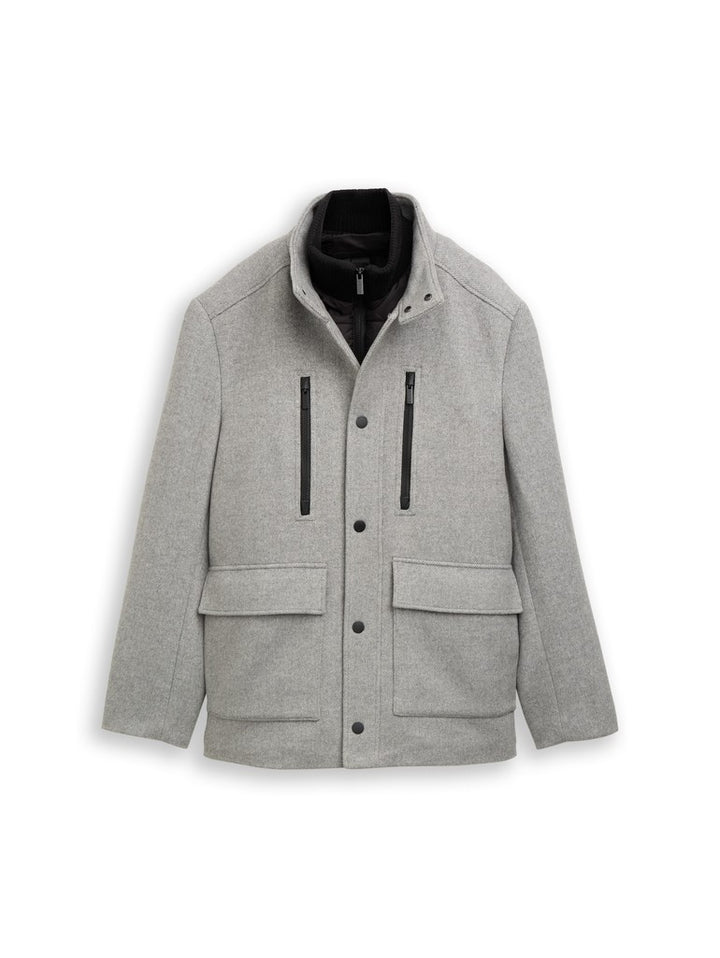 WOOL JACKET WITH STAND-UP INSERT