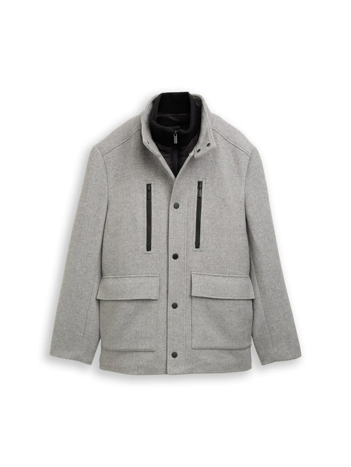 WOOL JACKET WITH STAND-UP INSERT