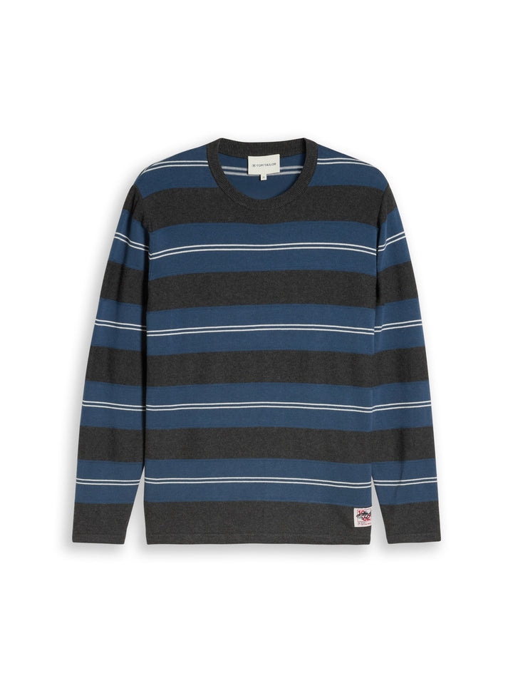 STRIPED CREW NECK KNIT