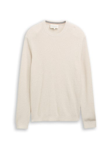 COTTON CASHMERE STRUCTURED CREW KNIT