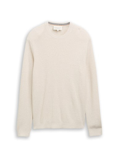 COTTON CASHMERE STRUCTURED CREW KNIT
