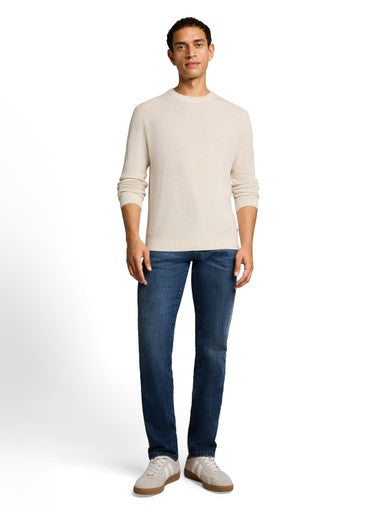 COTTON CASHMERE STRUCTURED CREW KNIT