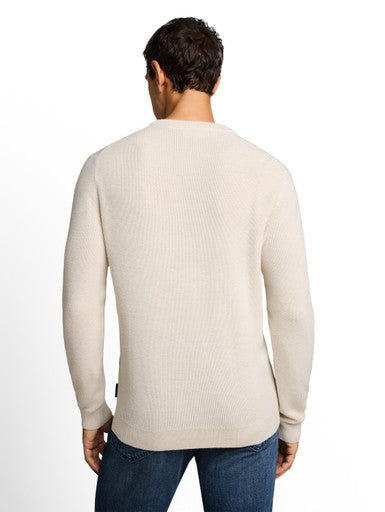 COTTON CASHMERE STRUCTURED CREW KNIT