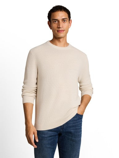 COTTON CASHMERE STRUCTURED CREW KNIT