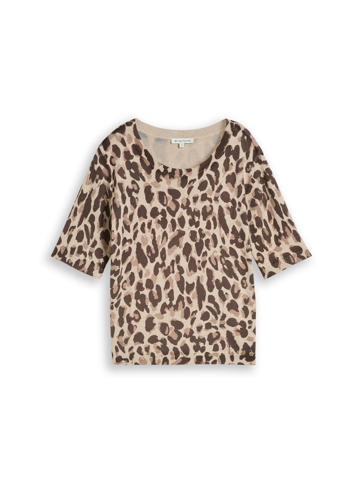 KNIT PRINTED SHORTSLEEVE SWEATER