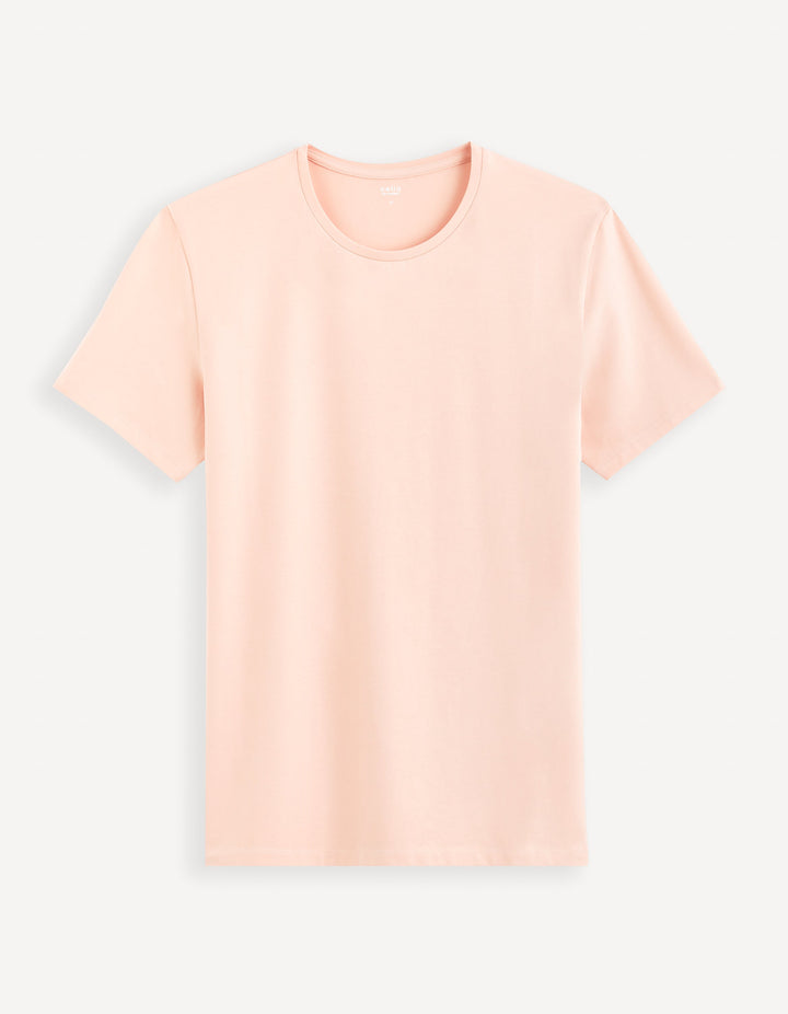 Round neck stretch cotton viscose T-shirt
